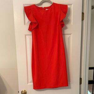 Calvin Klein Red Mini Dress with Ruffle Sleeves